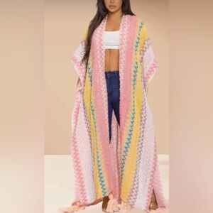 Colorful Zigzag Patterned Kimono